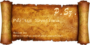 Pétyi Szvetlana névjegykártya